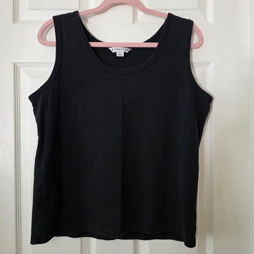 Pendleton Classic Scoop Neck Black Tank Top Women's XL